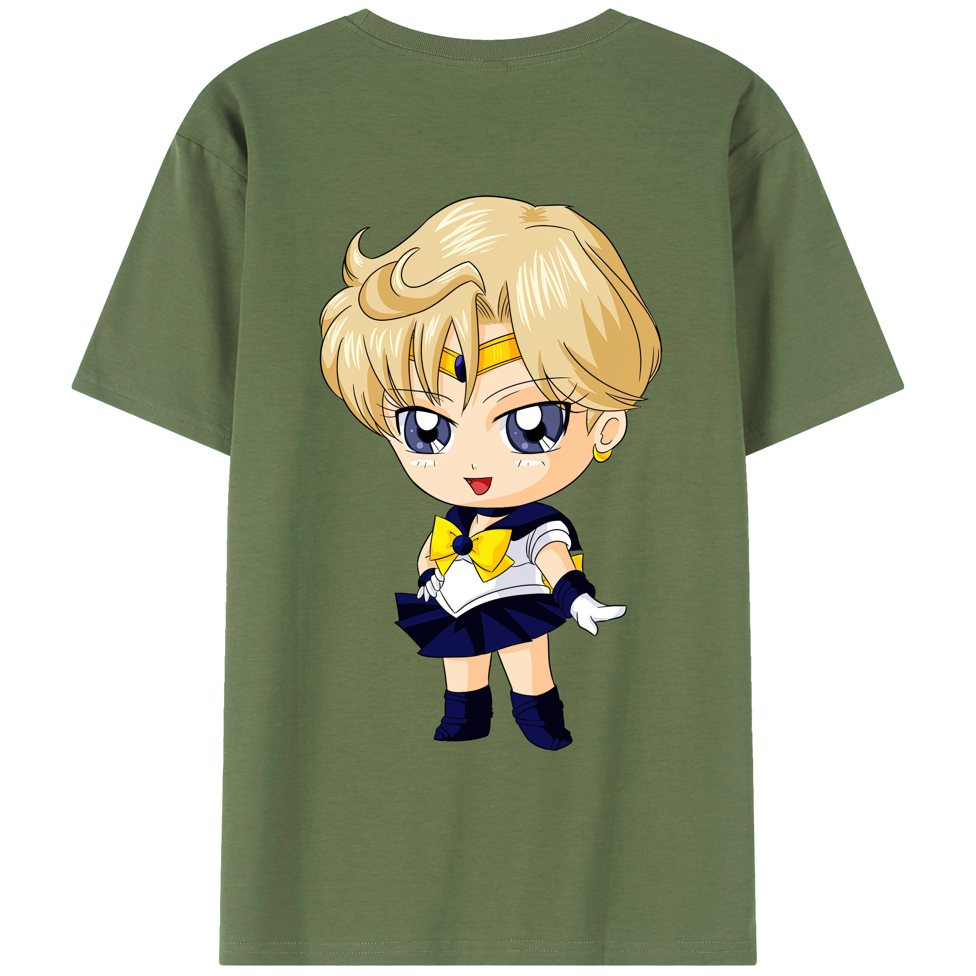 （画像用） 美少女戦士セーラームーン 天王はるか Sailor Moon Tenoh Haruka 綿100％ メンズ半袖Tシャツ（バックプリント） 通気性
